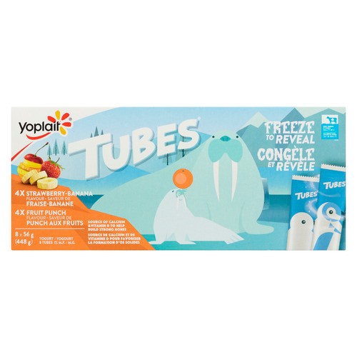Yoplait Yogurt Tube Strawberry-Banana & Fruit Punch 8 x 56 g