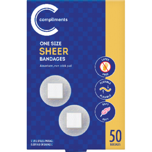 Compliments Sheer Spot Bandage One Size 50 Count