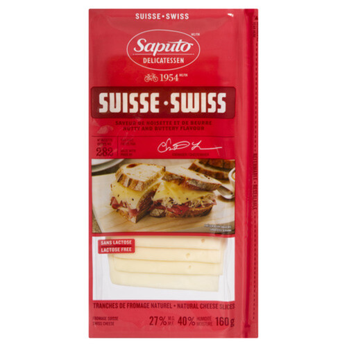 Saputo Lactose-Free Sliced Cheese Swiss 160 g