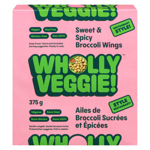 Wholly Veggie! Gluten-Free Frozen Broccoli Wings Sweet & Spicy 374 g