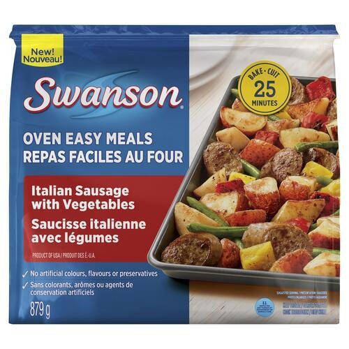 Swanson Frozen Dinner Oven Easy Meals Italian Sausage With Vegetables 879 g
