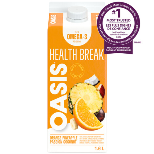 Oasis Health Break Juice Orange Pineapple Passion Coconut 1.6 L