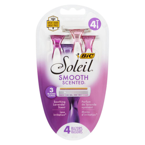 Bic Soleil 3 Blades Razor Smooth Scented Soothing Lavender 4 Pack