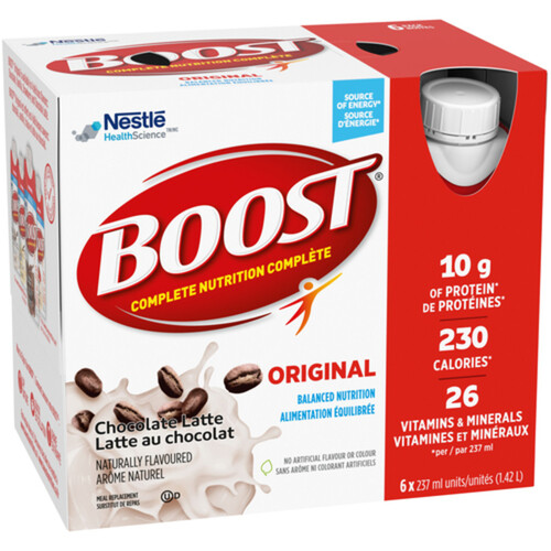 Boost Meal Replacement Nutrition Drink Original Chocolate Latte 6 x 237 ml (bottles)