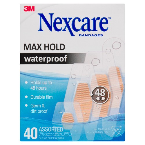 3M Nexcare Max Hold Waterproof Bandages 40 Assorted