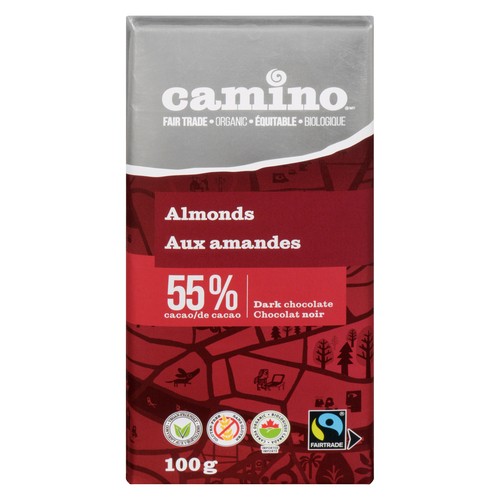 Camino Organic Dark Chocolate Bar Almonds Cacao 100 g