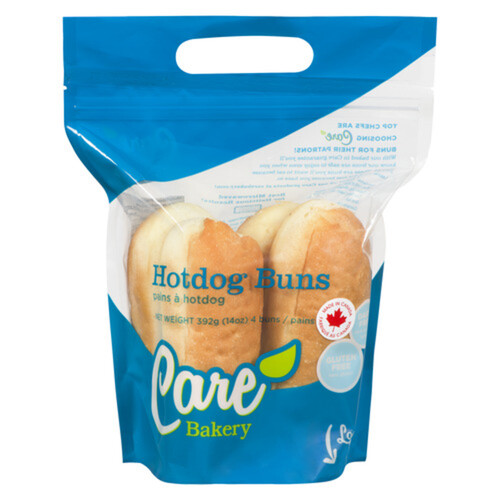 Care Bakery Gluten-Free Hot Dog Buns 4 Pack 392 g (frozen)