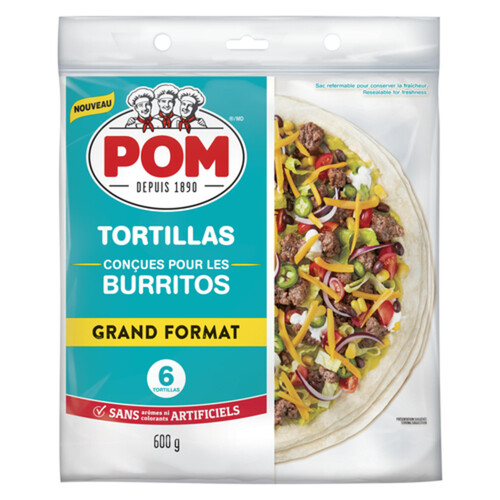 POM Tortilla Burritos 12 inch 6 Pack 600 g