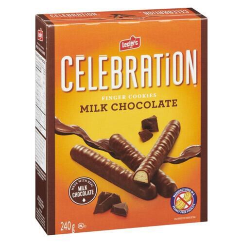 Leclerc Celebration Peanut-Free Cookie Stick Milk Chocolate 240 g