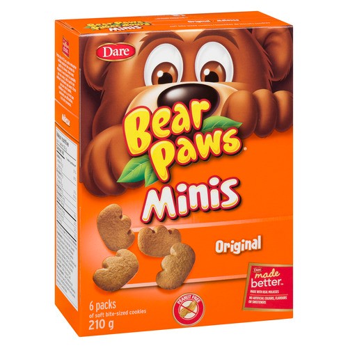 Dare Bear Paws Peanut-Free Mini Cookies Original 6 Pack 210 g