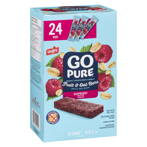 Leclerc Peanut-Free Go Pure Fruit & Oat Bars Raspberry Value Size 24 Bars 672 g