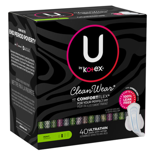 U By Kotex Clean Wear Ultra Thin Pads With Wings 40 EA