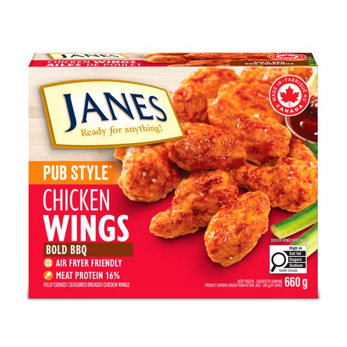 Janes Frozen Chicken Wings Pub Style Fully Cooked With Smokey Hickory BBQ 660 g