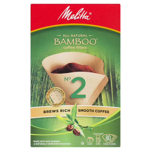 Melitta No 2 Cone Coffee Filters Bamboo 80 Pack