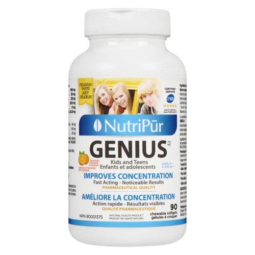 Nutripur Genius Kids And Teens Chewable Softgels Orange 90 Count
