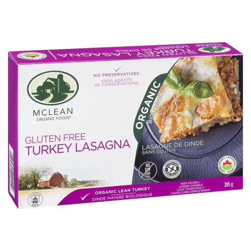 Mclean Organic Foods Gluten-Free Frozen Turkey Lasagna 285 g