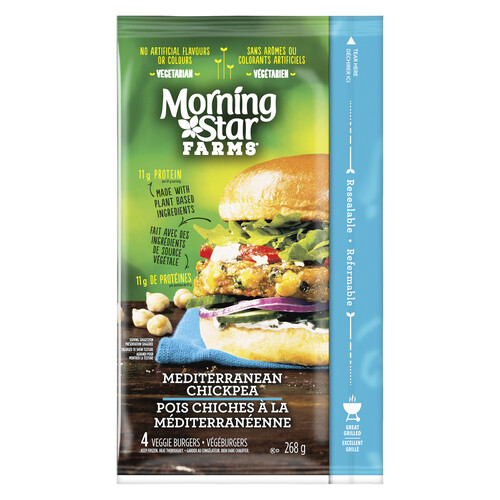 Morningstar Farms Frozen Chickpea Burgers Vegetarian Mediterranean 268 g