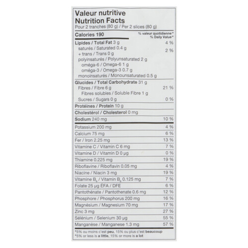 St-Méthode No Fat Bread 9 Whole Grain No Sugar 600 g