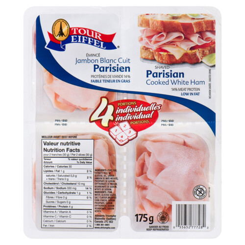 Tour Eiffel Deli Shaved Parisian White Ham 4 Individual Portions 175 g