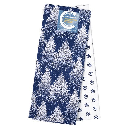 Compliments Tea Towel Holiday Snowflakes 2 Count