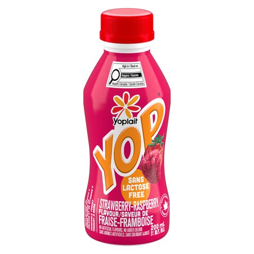 Yoplait Yop Lactose-Free 1% Drinkable Yogurt Strawberry Raspberry 200 ml