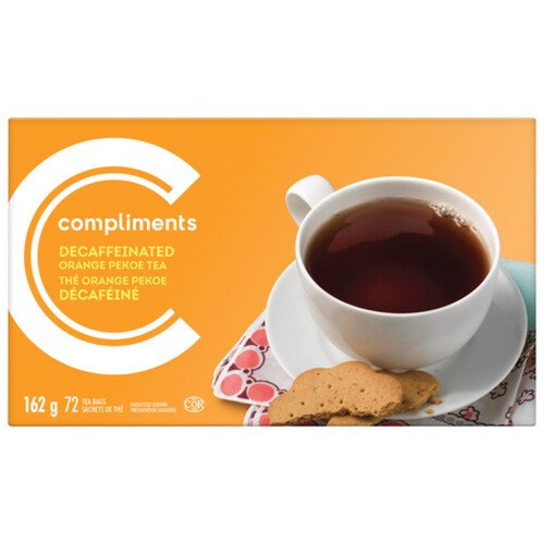 Compliments Orange Pekoe Tea Decaffeinated 72 Tea Bags