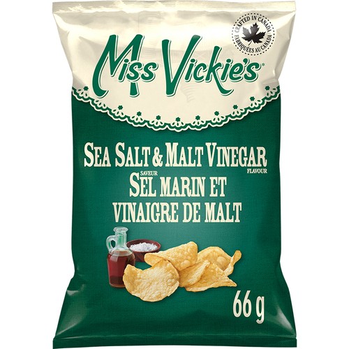 Miss Vickie's Sea Salt & Malt Vinegar flavour kettle cooked potato chips (small bag) 66 g