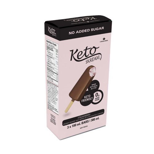 Keto Skream Ice Cream Bars Strawberry Dipped In Chocolate 3 x 100 ml