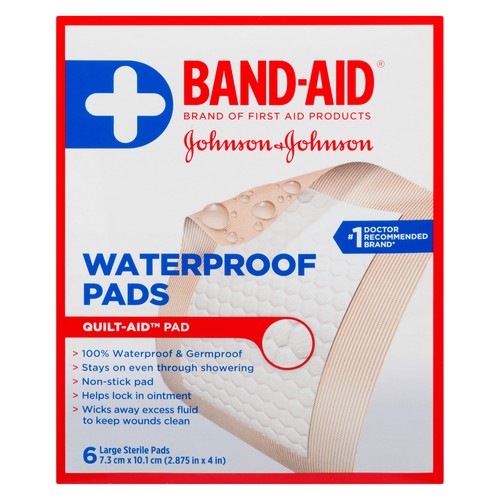 Johnson & Johnson Band-Aid Large Waterproof Pads 6 EA