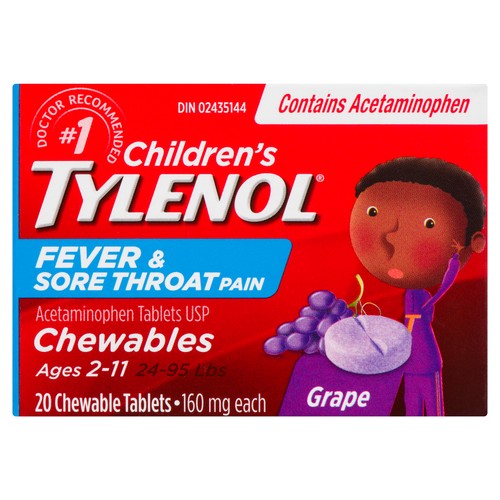 Tylenol Children's Grape Fever & Sore Throat 20 Chewables
