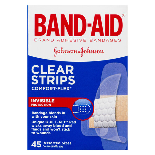 Band-Aid Clear Strips Bandages Assorted Sizes 45 EA - Voilà Online