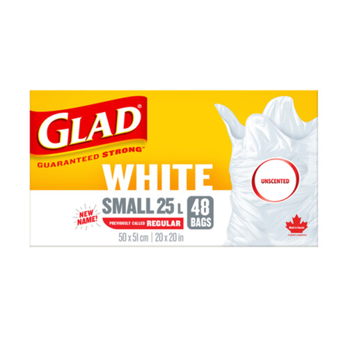 Glad Garbage Bags White Unscented Small 25 L 48 Bags 
