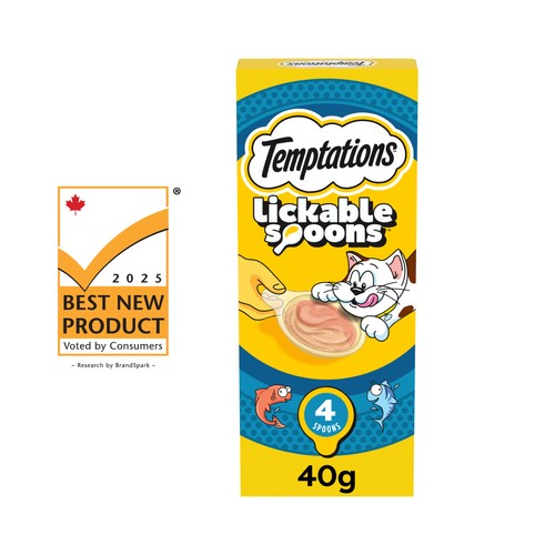 Temptations Lickable Spoons Adult Cat Treats Salmon and Tuna 40 g