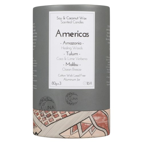 La Luna Soy & Coconut Wax Candles Americas Discovery Kit 3 x 80 g Pack