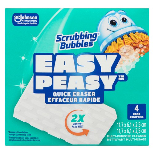 Scrubbing Bubbles Easy Peasy Multi-Purpose Cleaner Quick Eraser 4 Pads