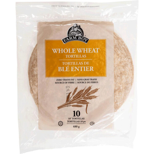 Farm Boy Whole Wheat Tortilla Wrap 10-Inch 680 g (frozen)