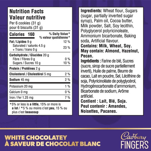 Cadbury Fingers Cookie White Chocolatey 114 g