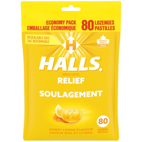 Halls Cough Drops Lozenges Honey Lemon 80 Count