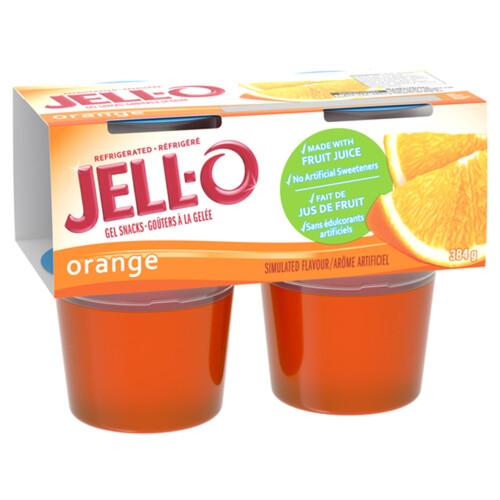 Jell-O Refrigerated Gelatin Snacks Orange 4 x 96 g