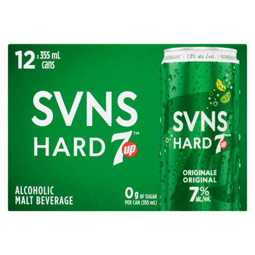 SVNS Hard 7UP Original Lemon Lime Alcoholic Beverage 7% Alcohol 12 x 355 ml (cans)