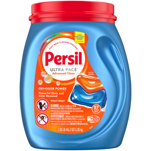 Persil Advance Clean Laundry Detergent Pacs Oxi + Odour Power 57 Count