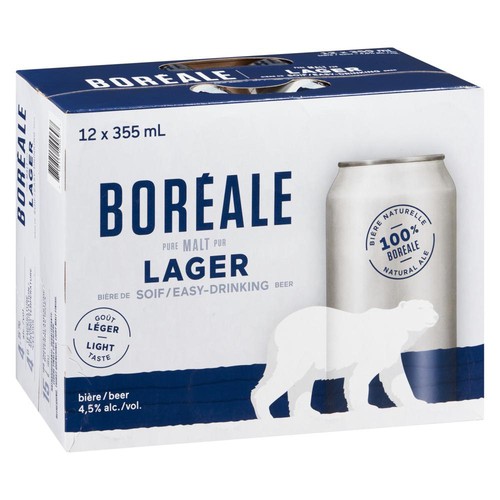 Boreale Lager Beer 4.5% Alcohol 12 x 355 ml (cans)