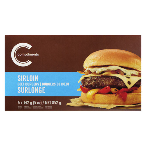 Compliments Frozen Beef Burgers Sirloin 6 x 142 g 