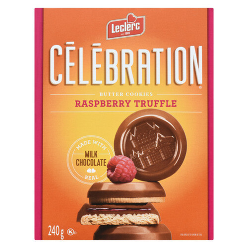 Leclerc Celebration Butter Cookies Milk Chocolate Coated Raspberry 240 g