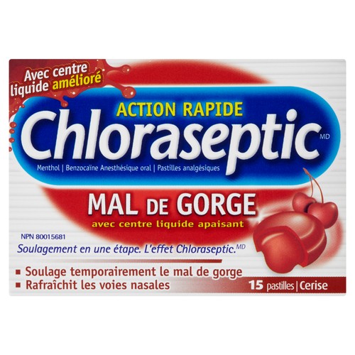 Chloraseptic Lozenges Fast Acting Sore Throat Liquid Filled Cherry 15 EA 