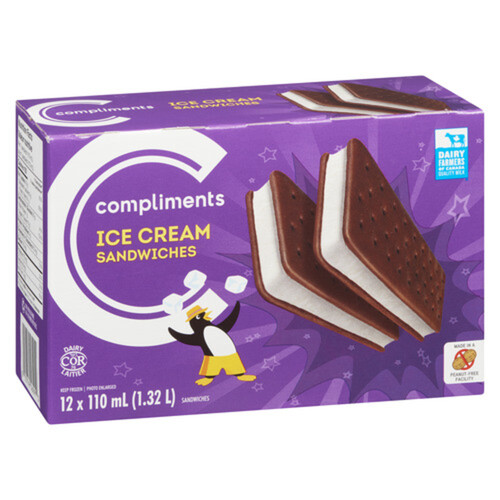 Compliments Ice Cream Sandwich Vanilla 12 x 110 ml