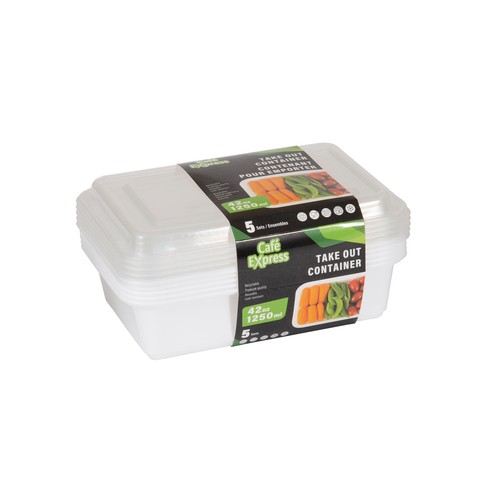 Cafe Express Take Out Container With Lid 1250 ml 5 Count