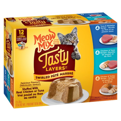 Meow Mix Wet Cat Food Tasty Layers Poultry & Fish Variety 12 Pack 936 g