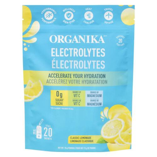 Organika Electrolytes Powder Sachets Classic Lemonade 20 Count