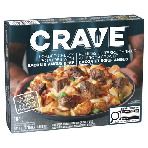 Crave Frozen Meal Loaded Cheesy Potatoes With Bacon & Angus Beef 284 g